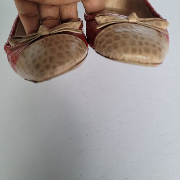 Aquazzura Firenze Crocodile-Embossed Leather Ballet Flats. Size 7 - Picture 8 of 10